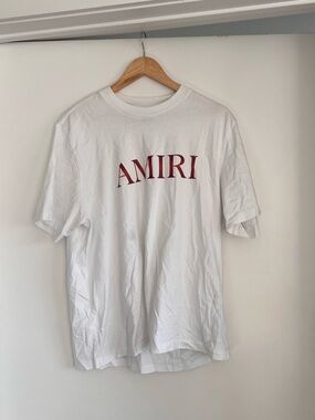 AMIRI White Logo T-Shirt Red Graphic Men’s Size L